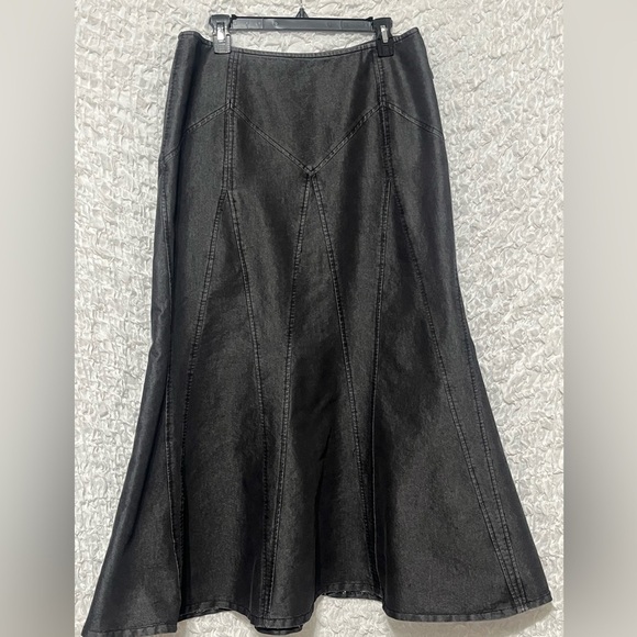 NEWPORT NEWS JEANOLOGY VINTAGE GRUNGE MERMAID HEM DARK GRAY DENIM SKIRT, SIZE 14 - Picture 5 of 7